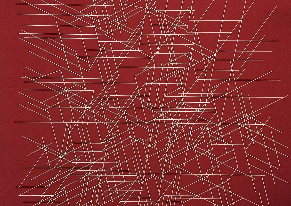 Imagen secundaria 1 - Arriba: José Fermín Serrano, en 2005, con 'Le repas frugal', de Pablo Picasso. Grabado al aguafuerte (1904). Edición sobre papel japón (1913). Abajo: 'Minos II', de Pablo Palazuelo (1997). Óleo sobre tela. Pieza única. Medidas: 172 x 172 cm; y 'L' ́Espagnol à la mantille', de Henri Matisse (1925). Aguafuerte y aguatinta. Edición, 200 ejemplares. Medidas: 38 x 57 cm. 